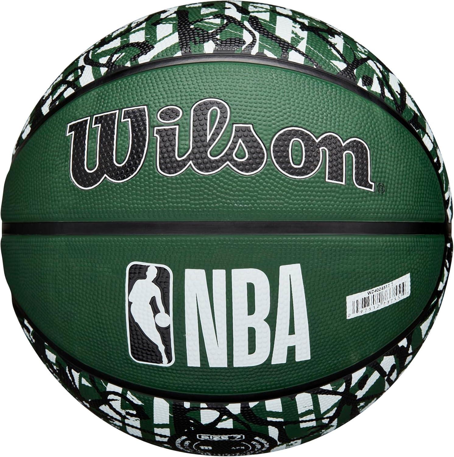 imageWILSON NBA Team Graffiti Basketballs Size 7295Milwaukee Bucks
