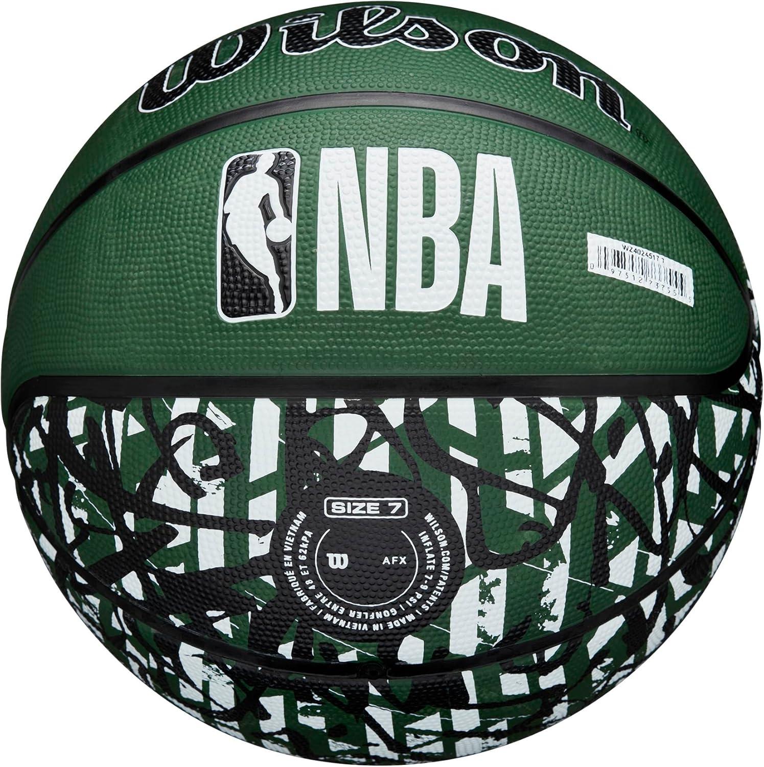 imageWILSON NBA Team Graffiti Basketballs Size 7295Milwaukee Bucks