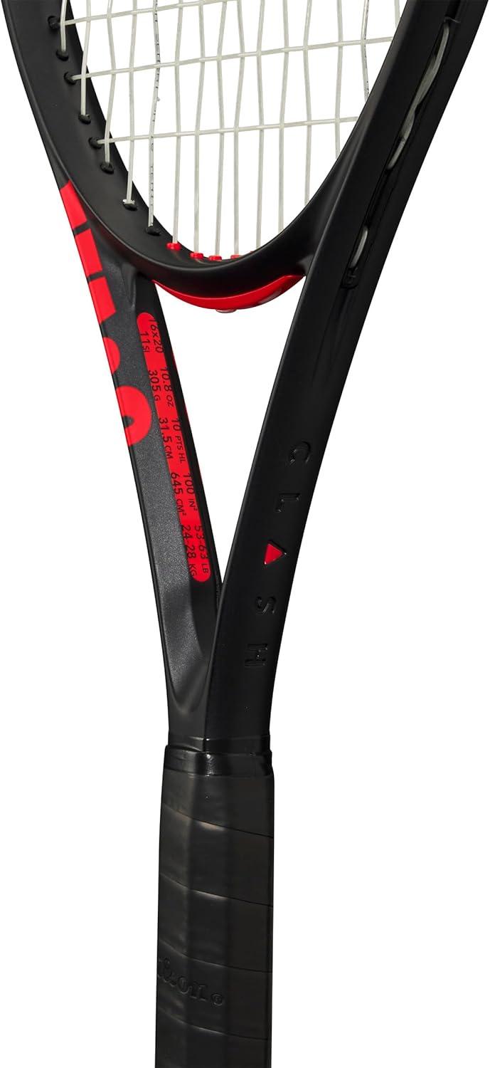 imageWilson Clash 100 Pro V3 Strung Adult Performance Tennis Racket Grip Size 14 18 Strung with Sensation 16 Natural at Mid Range TensionGrip Size 2 4 14