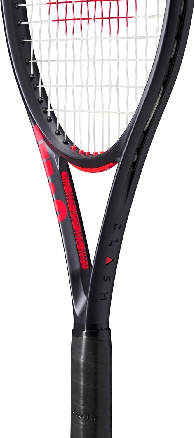 imageWilson Clash 100 V3 Strung Adult Performance Tennis Racket Grip Size 14 18 Strung with Sensation 16 Natural at Mid Range TensionGrip Size 4 4 12