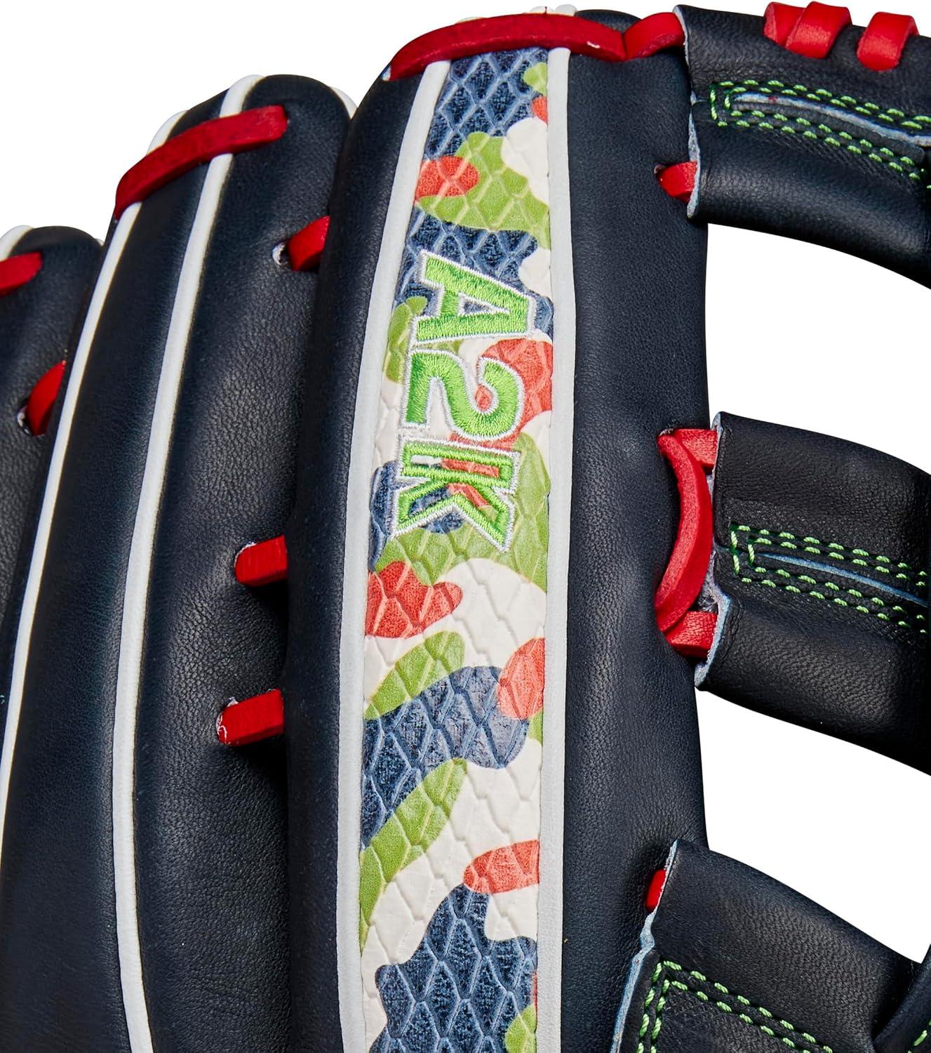 imageWilson Fall 2024 A2K Baseball GlovesNavyRedNeon Green