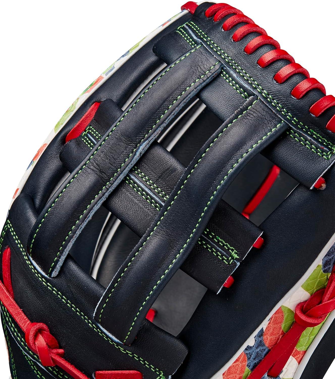 imageWilson Fall 2024 A2K Baseball GlovesNavyRedNeon Green