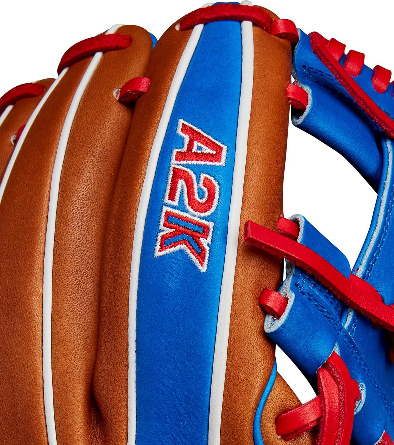 imageWilson Fall 2024 A2K Baseball GlovesSaddle TanRoyalRed