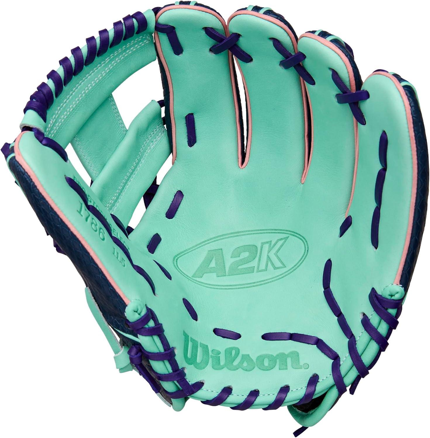 imageWilson Fall 2025 A2K Baseball GlovesNavySeafoamPink