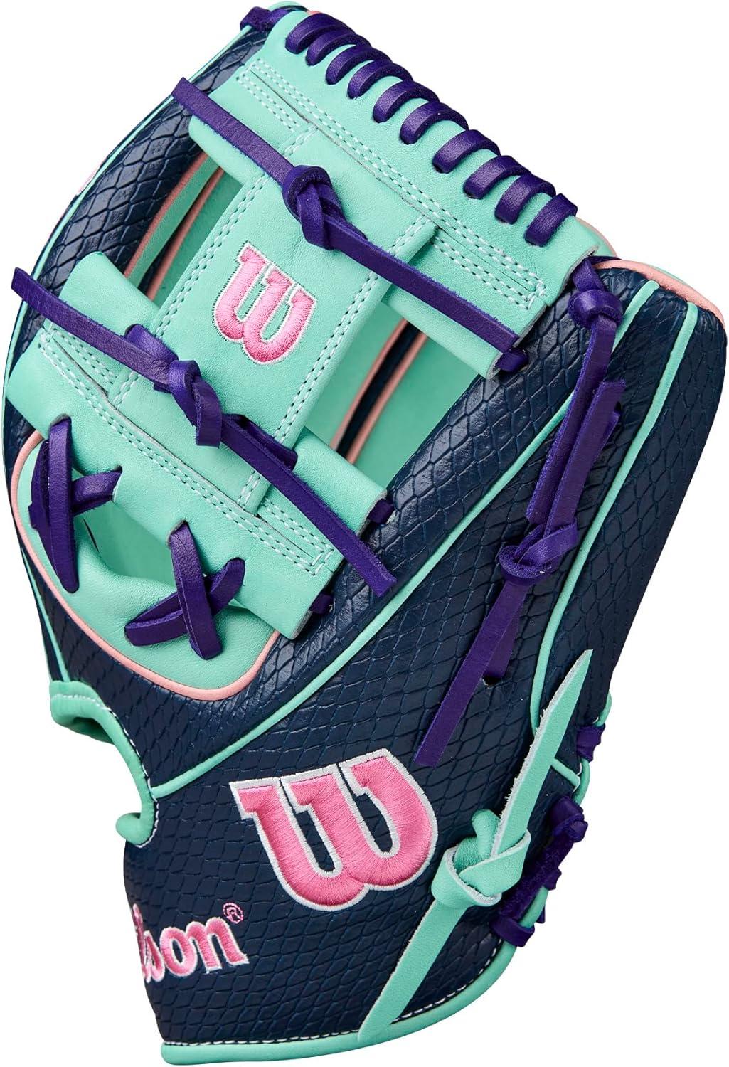 imageWilson Fall 2025 A2K Baseball GlovesNavySeafoamPink