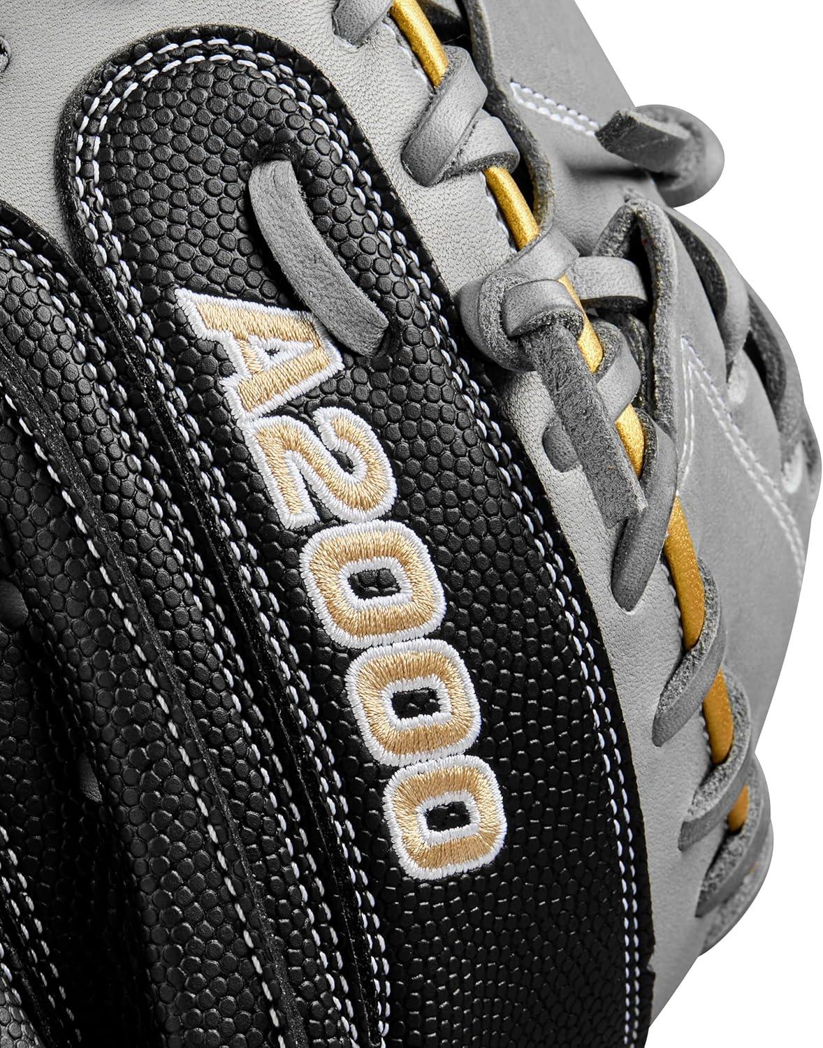 imageWilson Spring 2025 A2000 Fastpitch GlovesBlackGreyMetallic Gold