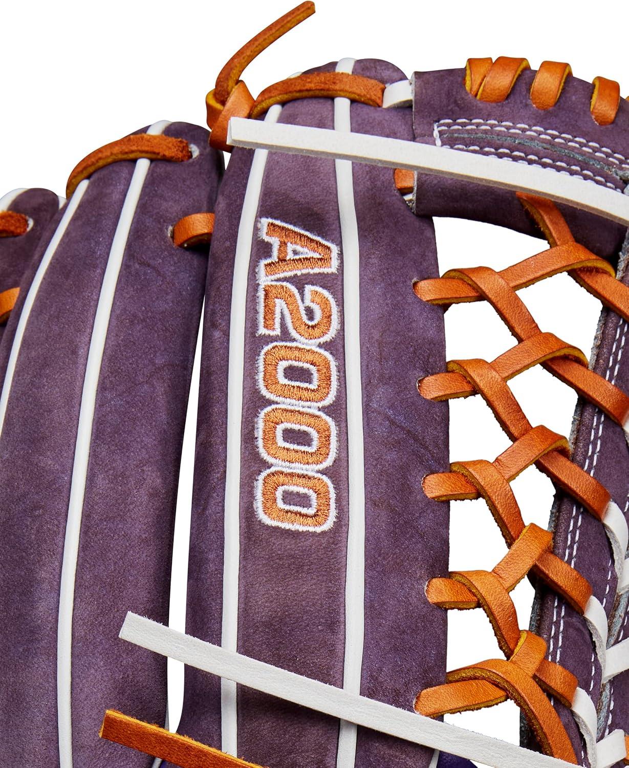 imageWilson Spring 2025 A2000 Fastpitch GlovesPurpleSaddleWhite