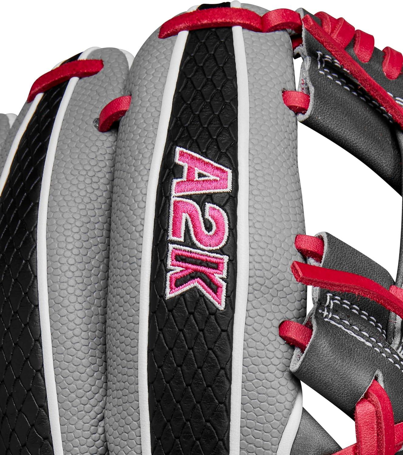 imageWilson Spring 2025 A2K Baseball GlovesGreyBlackFlamingo