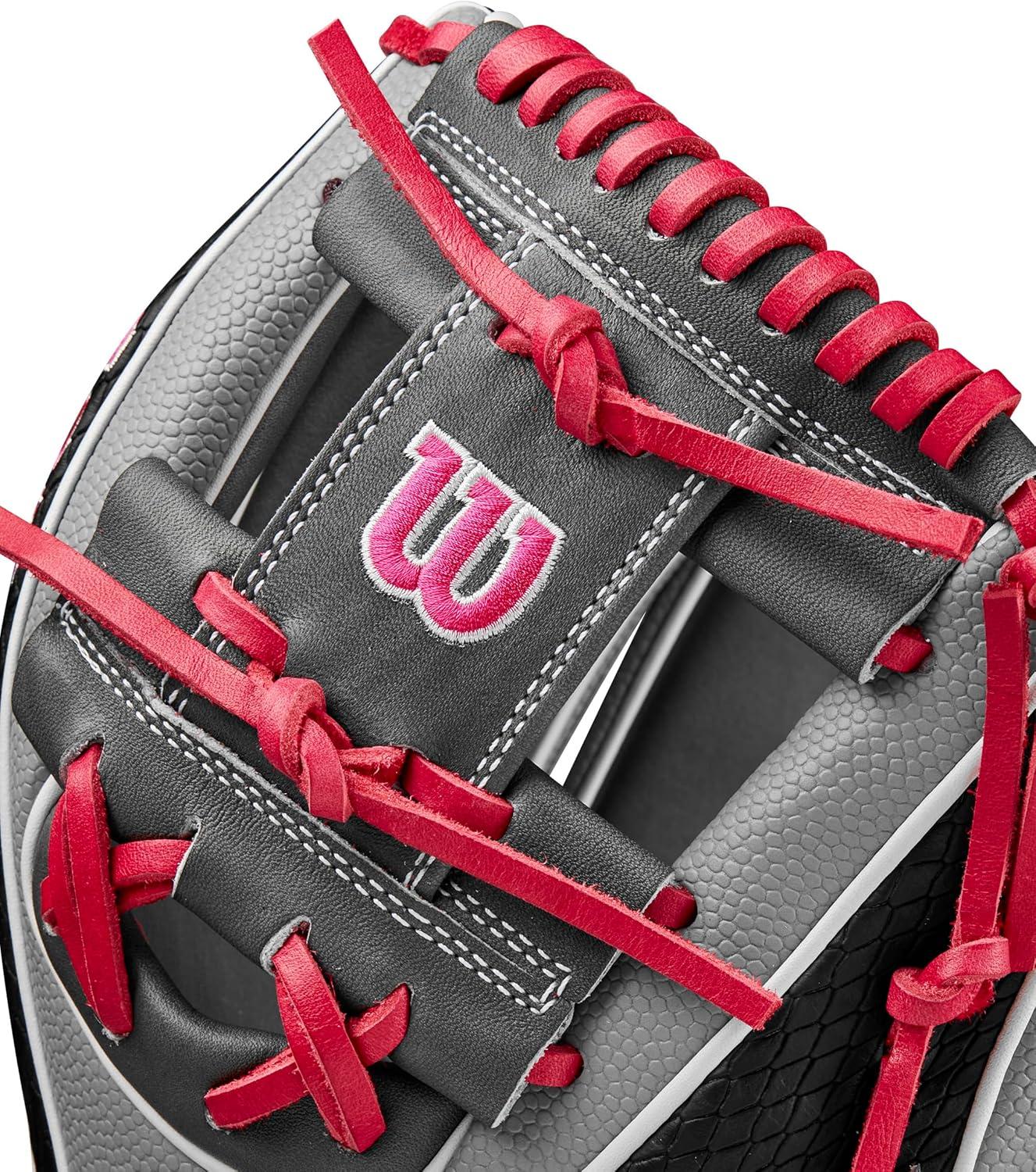 imageWilson Spring 2025 A2K Baseball GlovesGreyBlackFlamingo