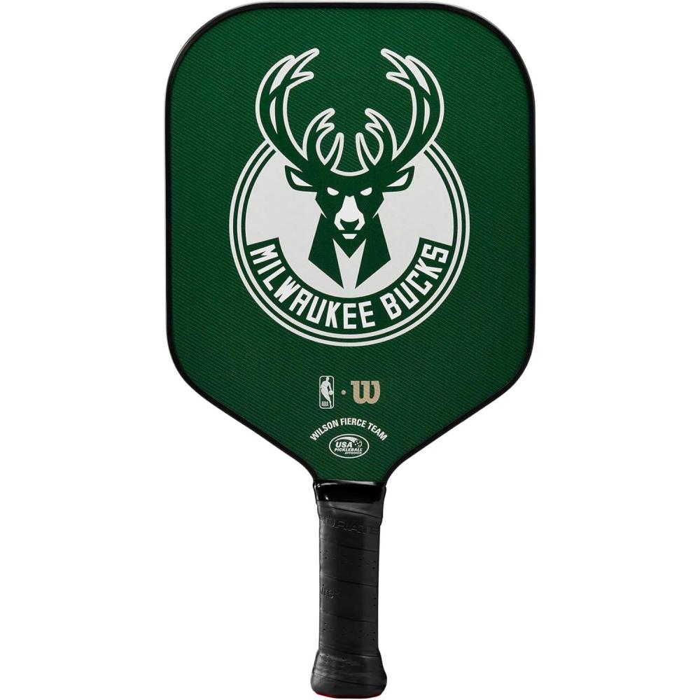 imageWILSON NBA Collection Fierce Team Pickleball Paddles Grip Size 24 14Milwaukee Bucks