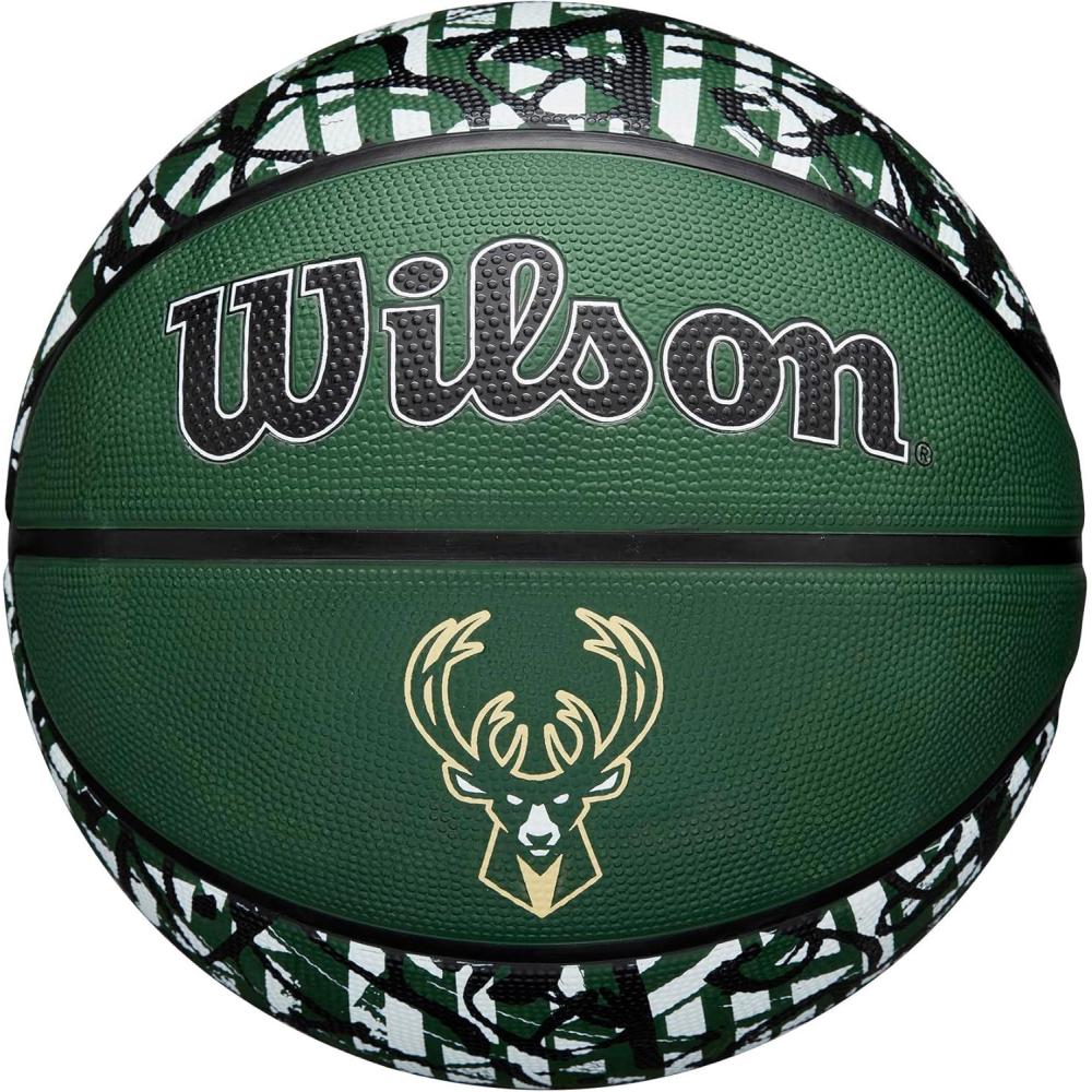 imageWILSON NBA Team Graffiti Basketballs Size 7295Milwaukee Bucks