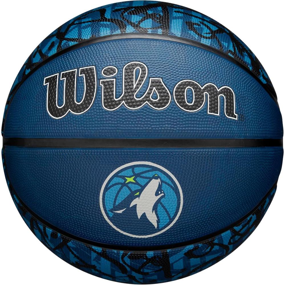imageWILSON NBA Team Graffiti Basketballs Size 7295Minnesota Timberwolves
