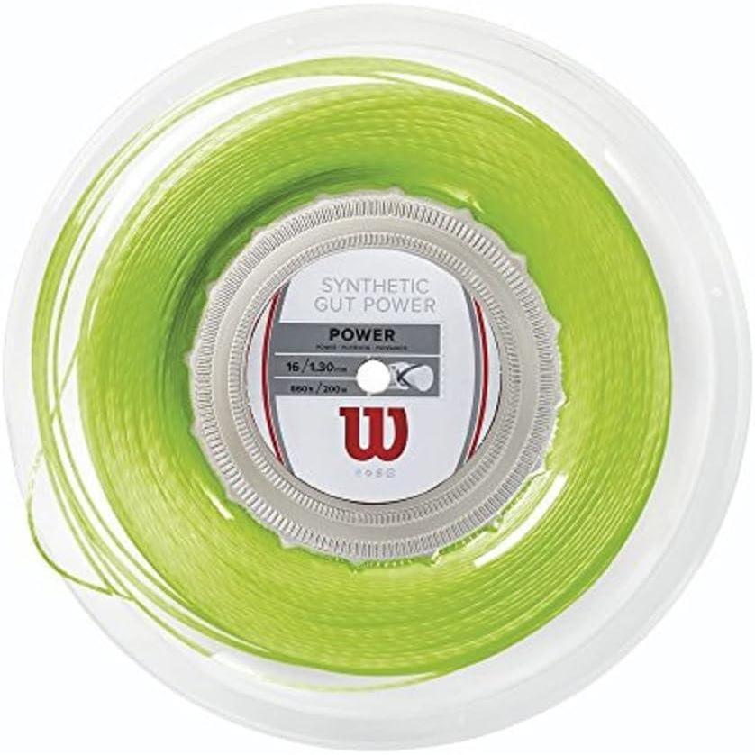 imageWILSON Synthetic Gut Power Tennis String  Set and 200m Reel 16 and 17 GaugeLime Green
