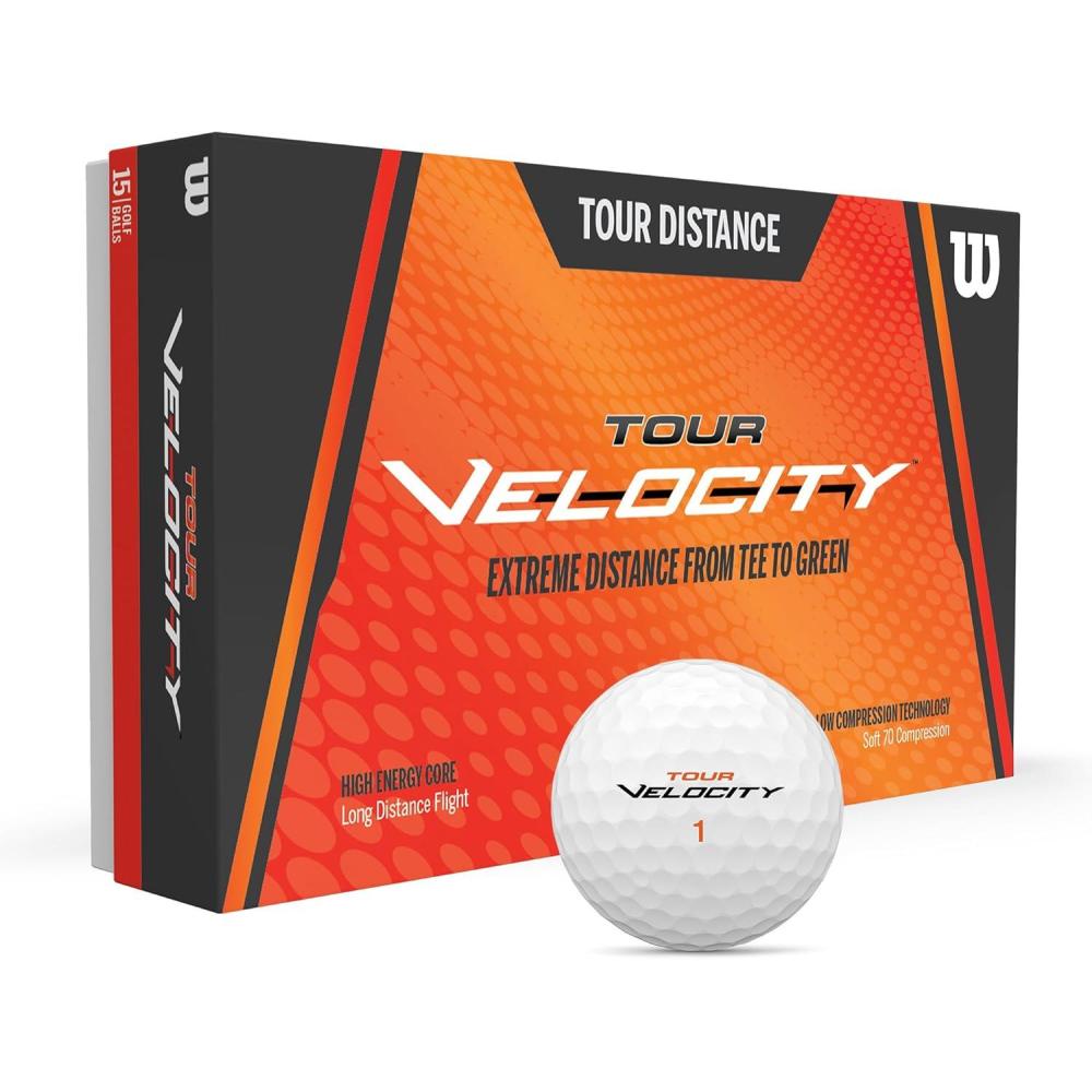 imageWilson Golf Tour Velocity Distance 15 Balls White Compression 70 Ionomer for Maximum Distance