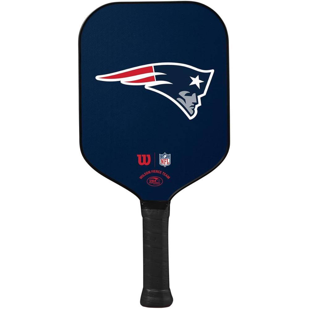 imageWilson NFL Collection Fierce Team Pickleball Paddles  Grip Size 24 14New England Patriots