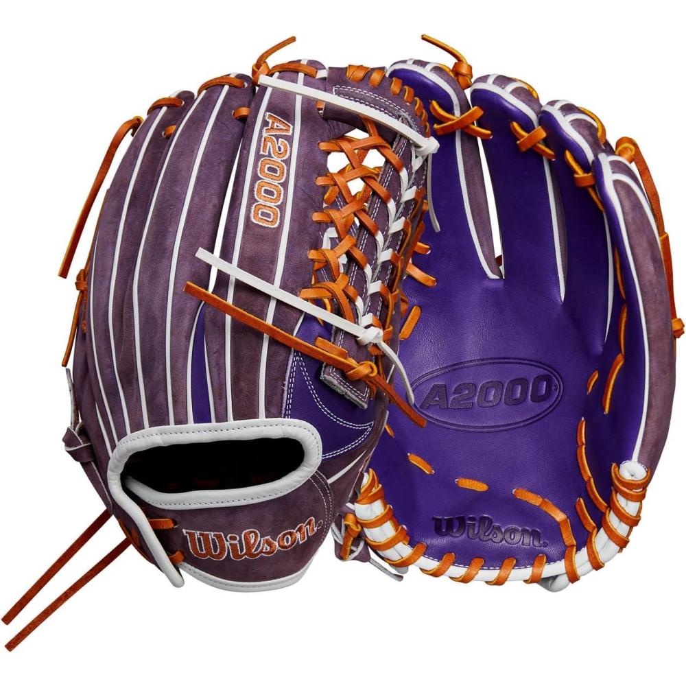 imageWilson Spring 2025 A2000 Fastpitch GlovesPurpleSaddleWhite