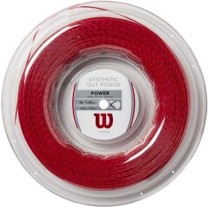 WILSON Synthetic Gut Power Tennis String – Set and 200m Reel, 16 and 17 Gauge(Red)