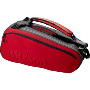 Wilson Clash V2 Super Tour Tennis Racket Bag – Red/Black, Holds up to 6 Rackets