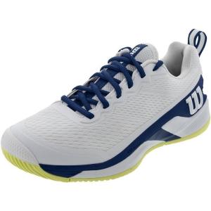 Wilson Men’s Rush Pro 4.5 Tennis Shoes(White/Deja Vu Blue/Sunny Lime)
