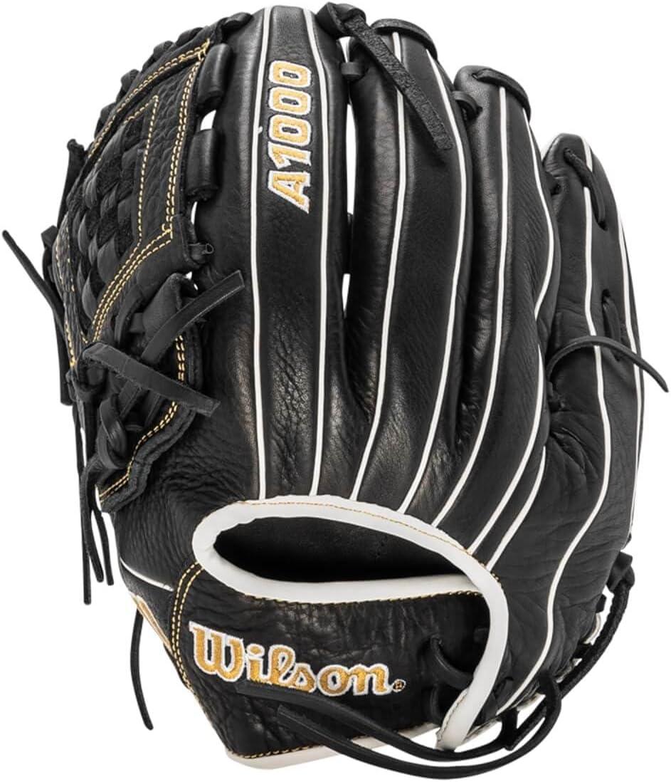 imageWilson 2022 A1000 P12 12 Fastpitch Pitchers Glove Left Hand Throw BlackMetallic GoldWhite