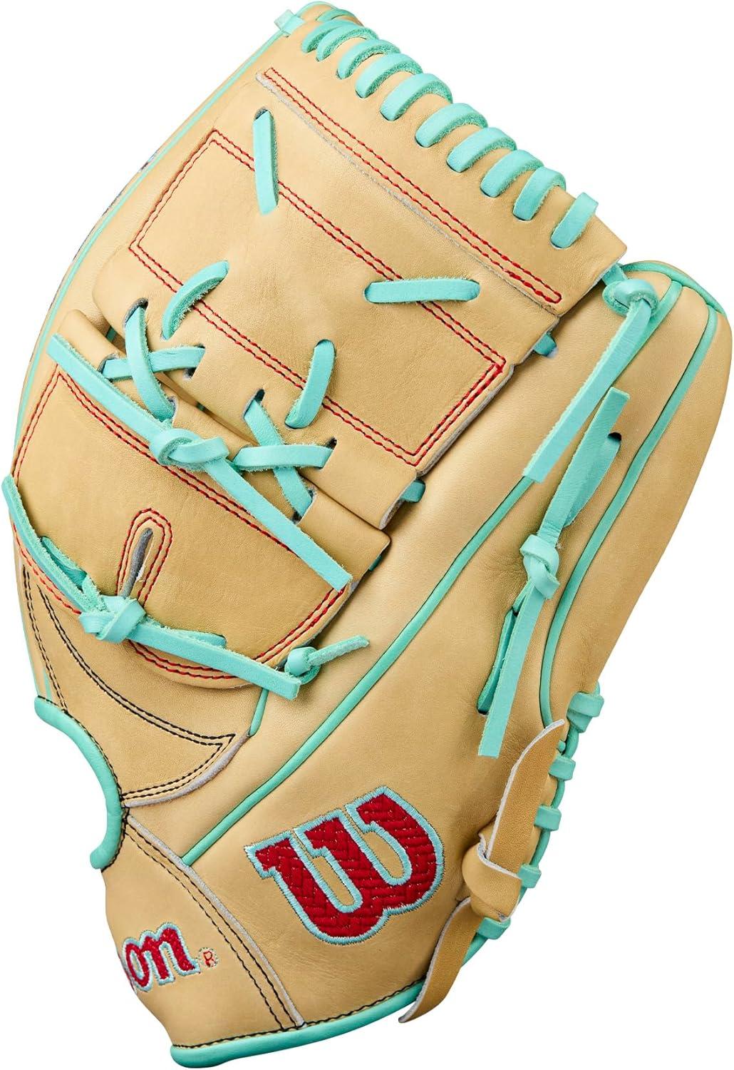 imageWilson Fall 2025 A2000 Baseball GlovesBlondeSeafoamRed