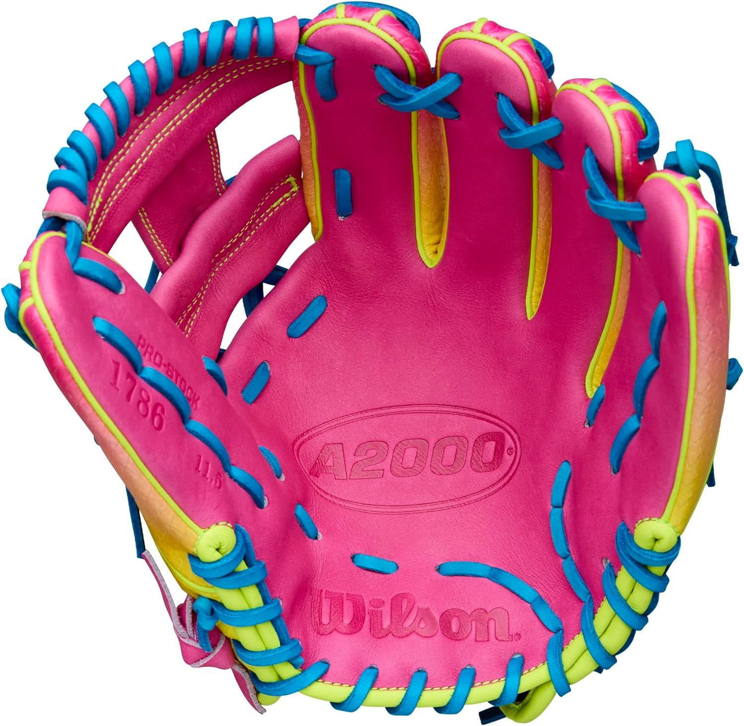 imageWilson Fall 2025 A2000 Baseball GlovesBlueOptic YellowPink