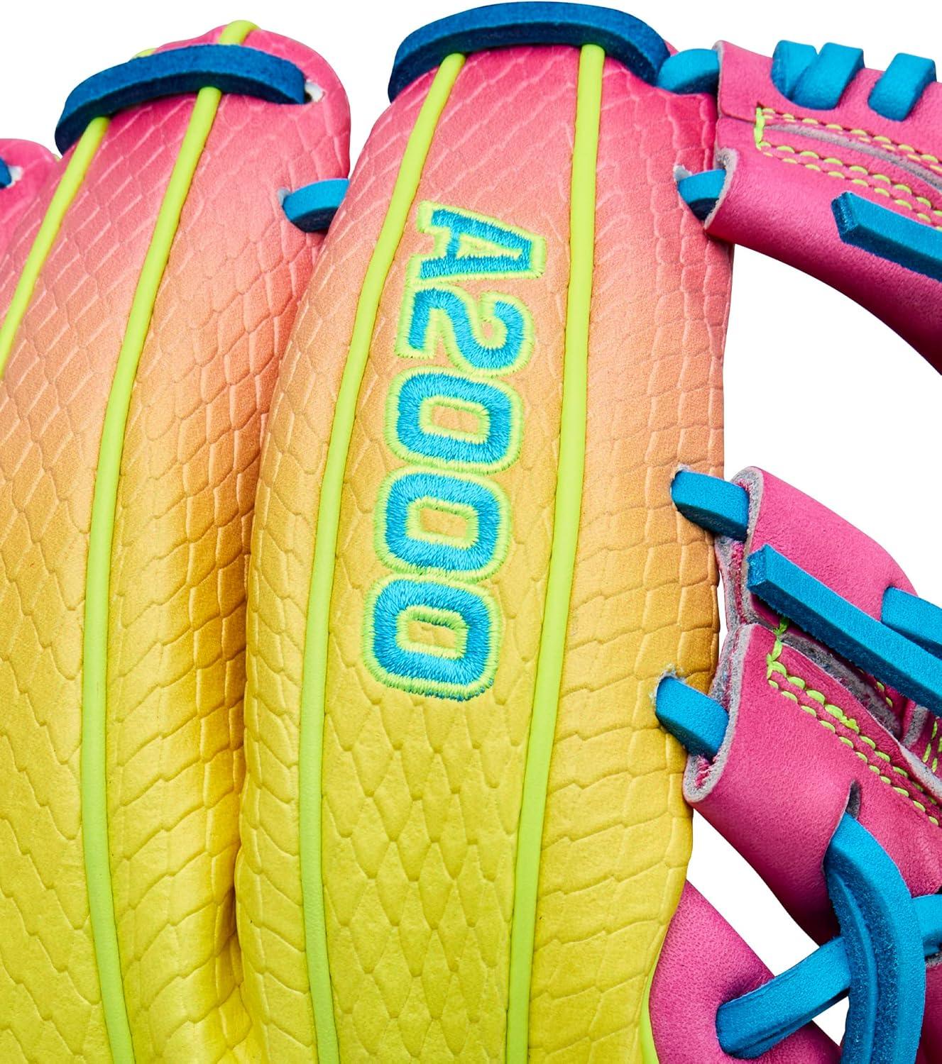 imageWilson Fall 2025 A2000 Baseball GlovesBlueOptic YellowPink