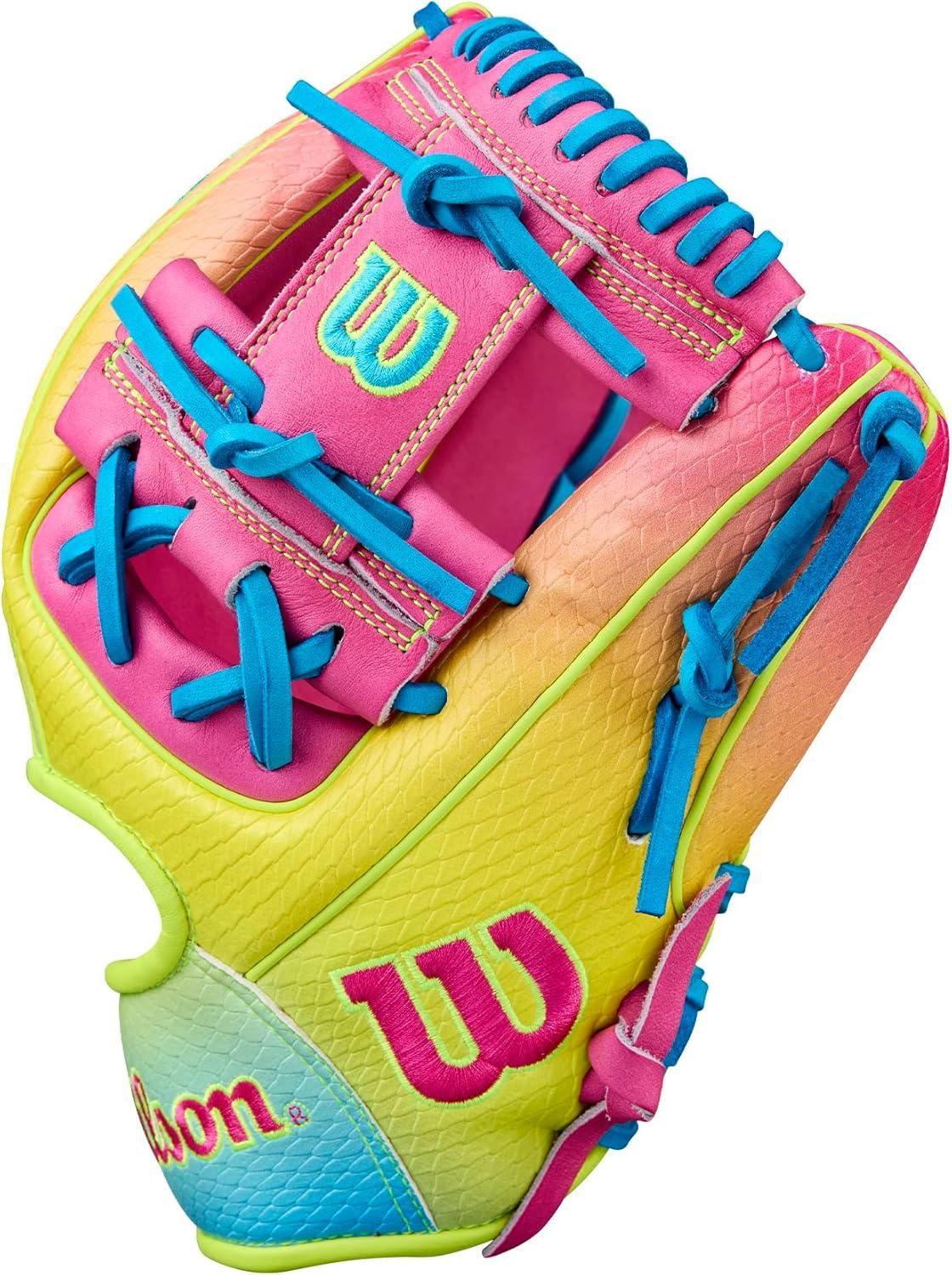 imageWilson Fall 2025 A2000 Baseball GlovesBlueOptic YellowPink