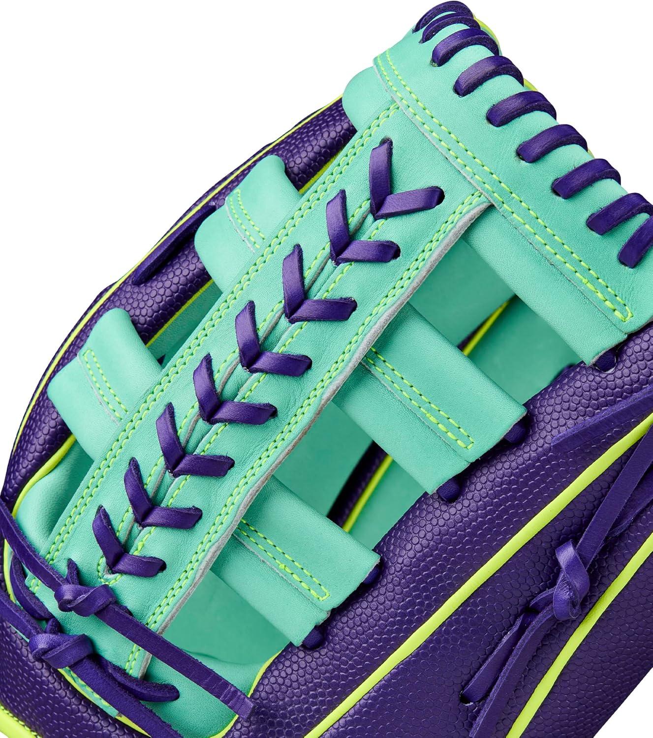 imageWilson Fall 2025 A2000 Baseball GlovesPurpleSeafoamOptic Yellow