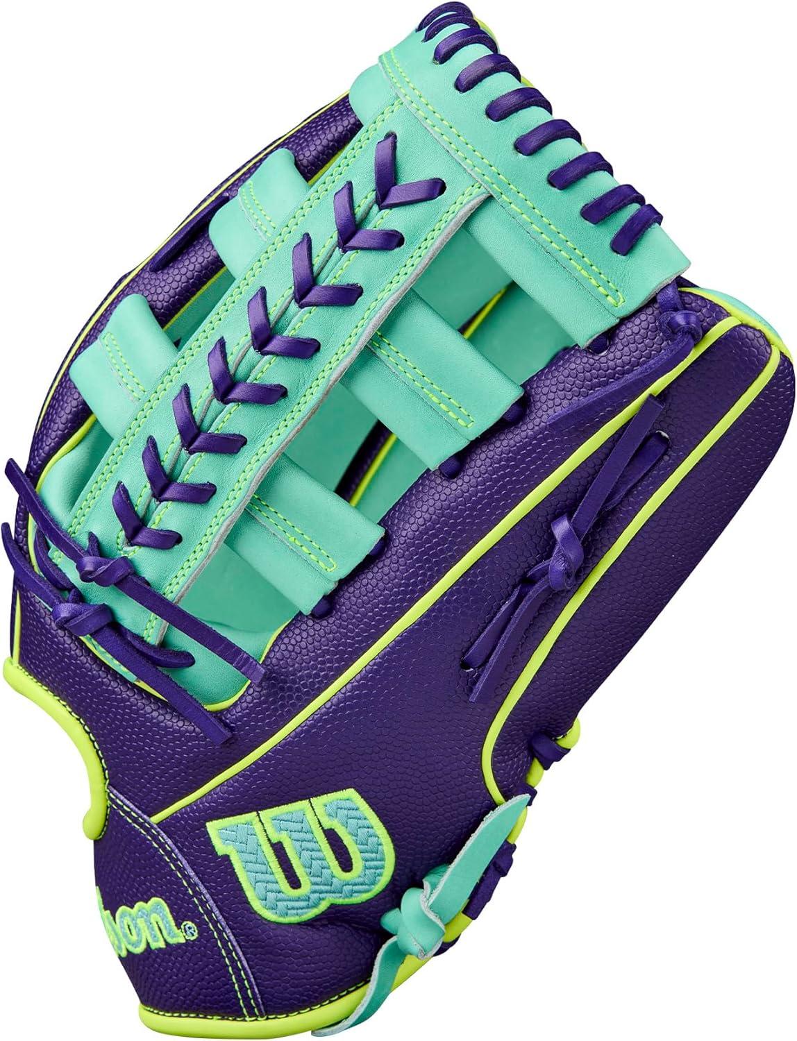 imageWilson Fall 2025 A2000 Baseball GlovesPurpleSeafoamOptic Yellow
