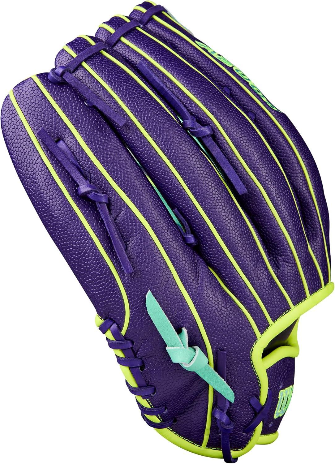 imageWilson Fall 2025 A2000 Baseball GlovesPurpleSeafoamOptic Yellow