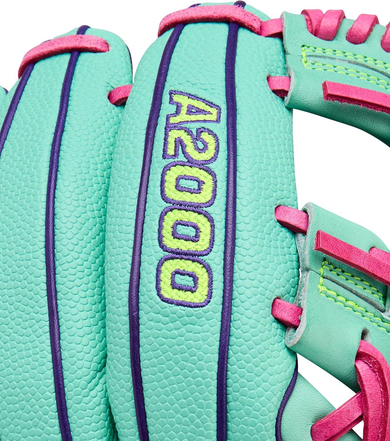 imageWilson Fall 2025 A2000 Baseball GlovesSeafoamFlamingoOptic Yellow