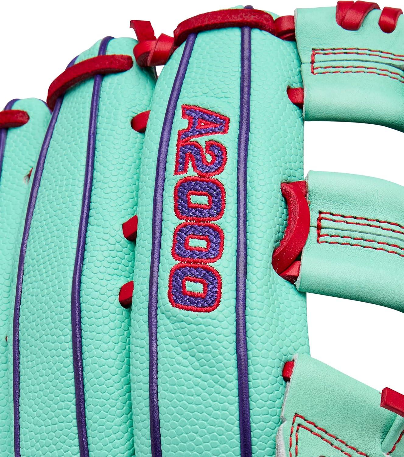 imageWilson Fall 2025 A2000 Baseball GlovesSeafoamPurpleRed