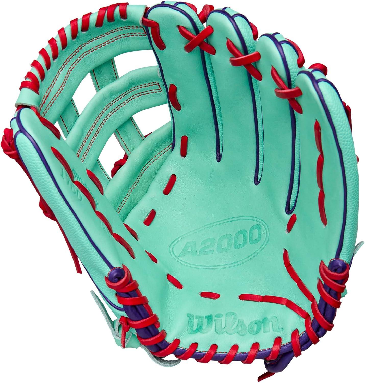 imageWilson Fall 2025 A2000 Baseball GlovesSeafoamPurpleRed