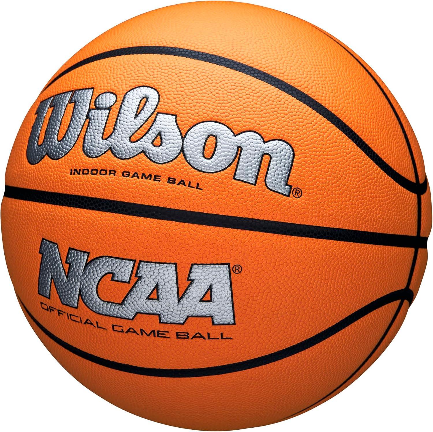 imageWilson NCAA Evo NXT Official Indoor Game Basketballs Sizes 6 and 7SilverOrange