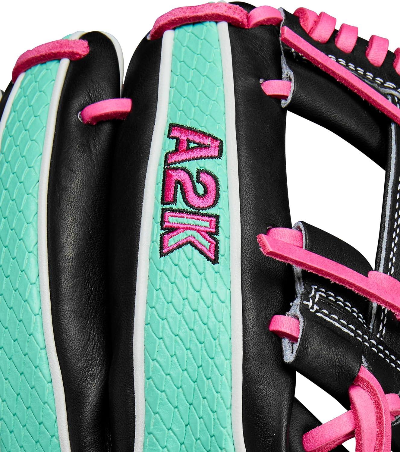 imageWilson Summer 2025 A2K Baseball GlovesBlackSeafoamFlamingo