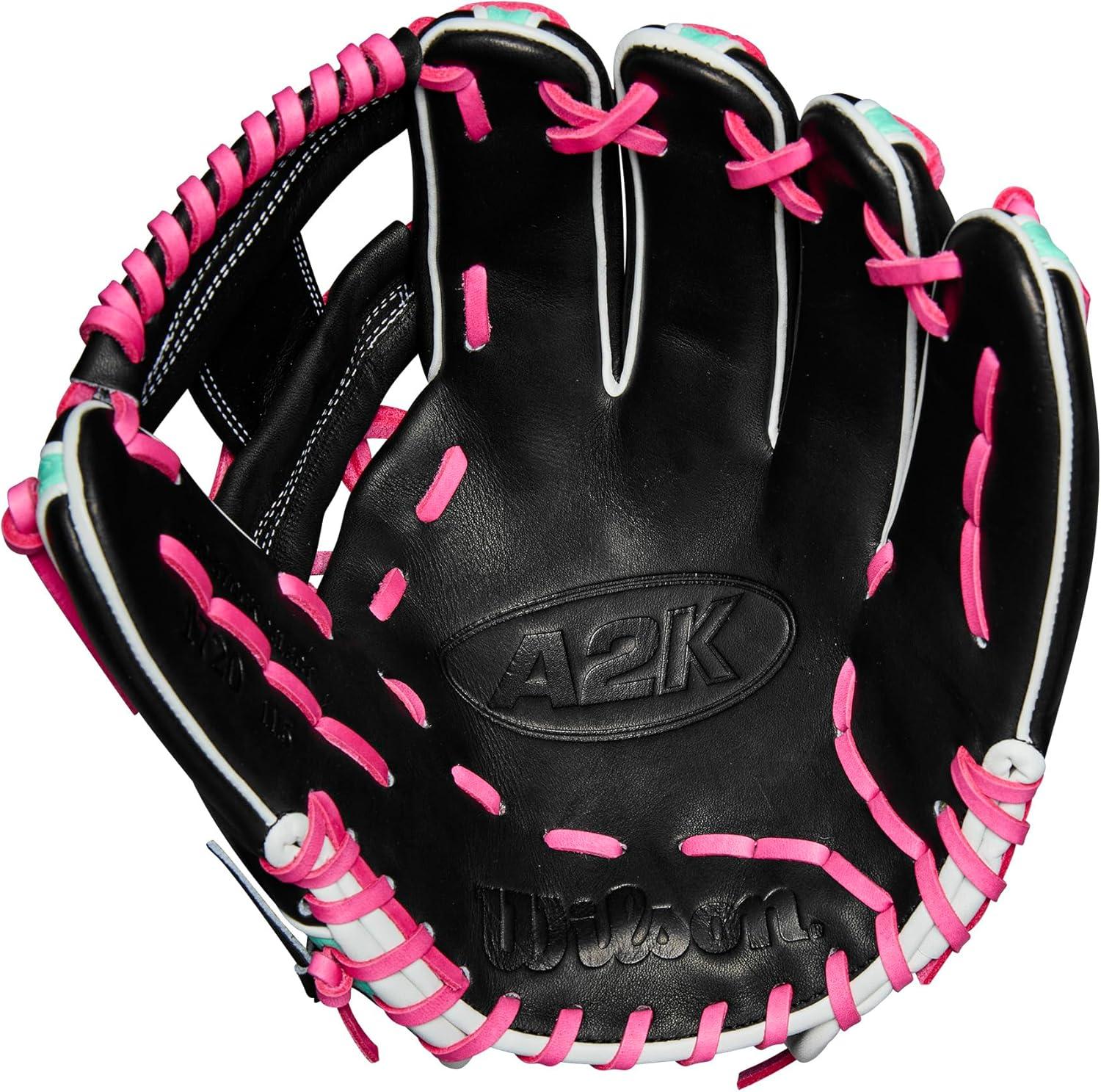 imageWilson Summer 2025 A2K Baseball GlovesBlackSeafoamFlamingo