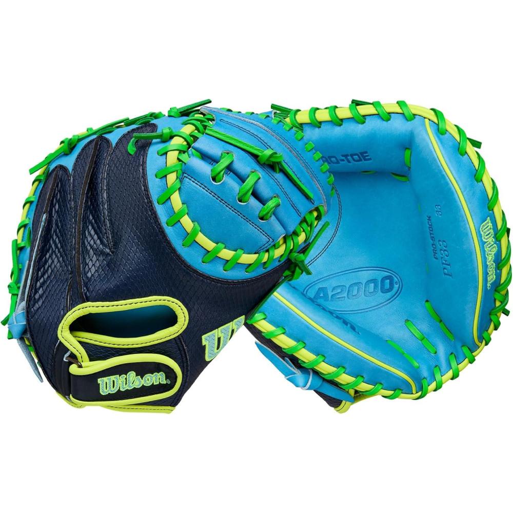 imageWilson Fall 2025 A2000 Baseball GlovesNavySky BlueNeon Green