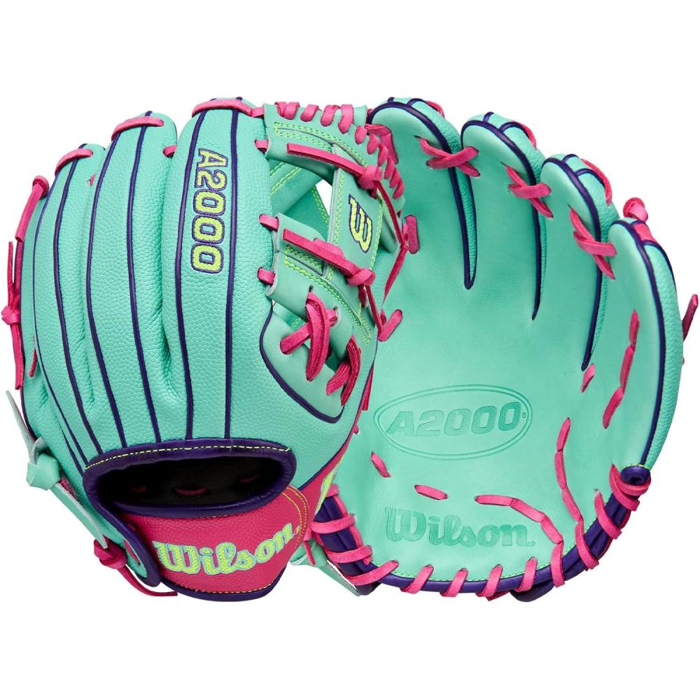 imageWilson Fall 2025 A2000 Baseball GlovesSeafoamFlamingoOptic Yellow