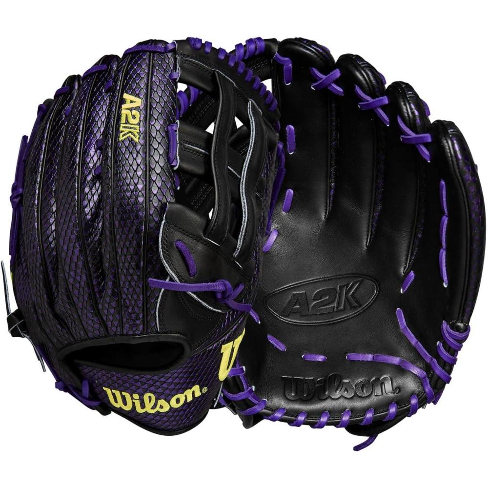 imageWilson Summer 2025 A2K Baseball GlovesPurpleBlackYellow