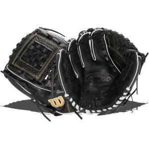 Wilson 2022 A1000 P12 12″ Fastpitch Pitcher’s Glove – Left Hand Throw, Black/Metallic Gold/White