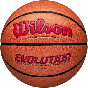 Wilson Evolution Indoor Game Basketballs – Size 5, Size 6 and Size 7(Scarlet/Brown)