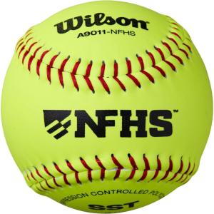 Wilson A9011 Collegiate and HS NFHS Leather Polycore Softballs – 12 Pack, Yellow(Yellow)
