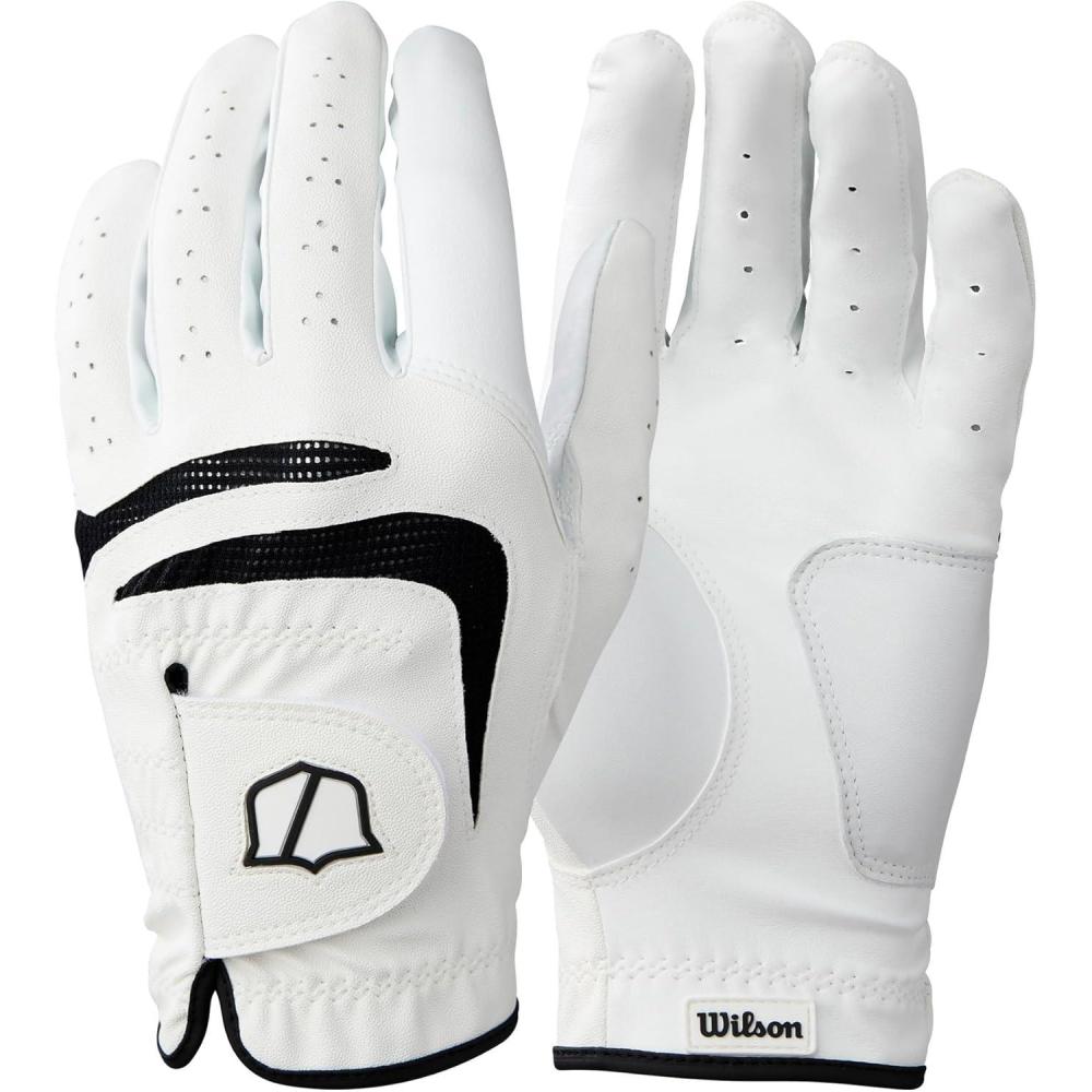 imageWilson Mens Grip Plus Golf Gloves  WhiteBlackXLarge