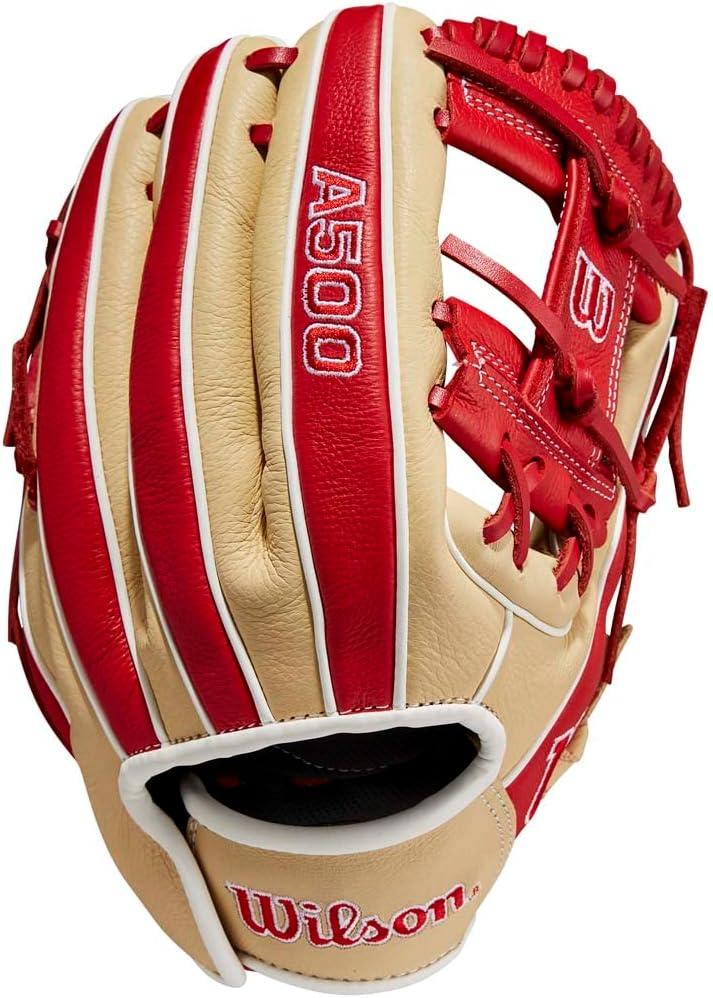 imageWilson 2023 A500 Youth Baseball GloveBlondeRedWhite