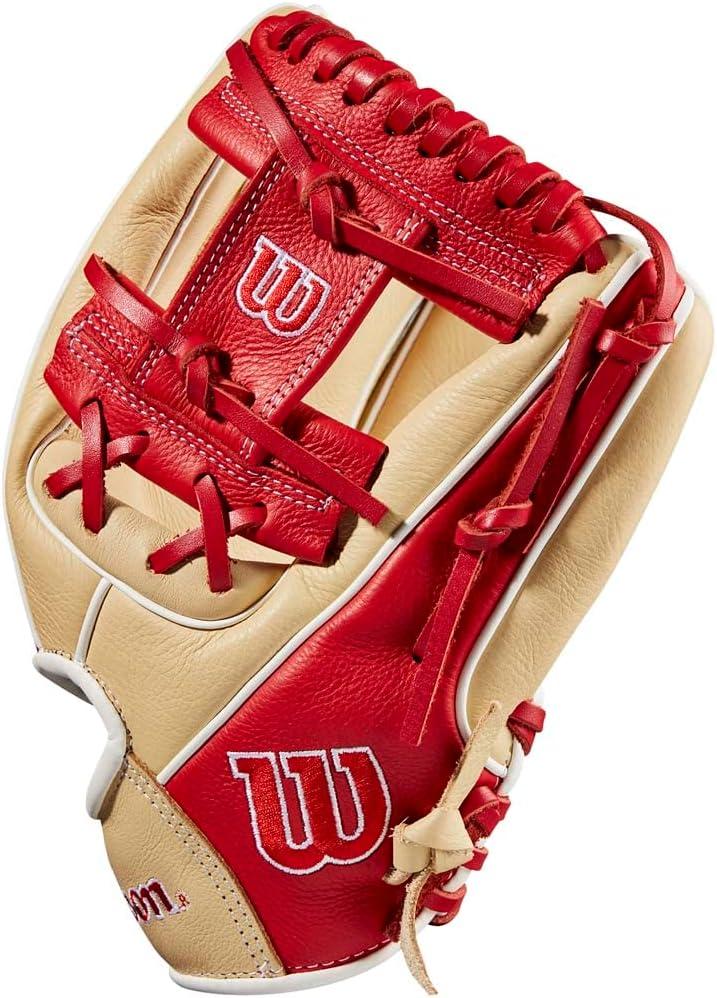 imageWilson 2023 A500 Youth Baseball GloveBlondeRedWhite