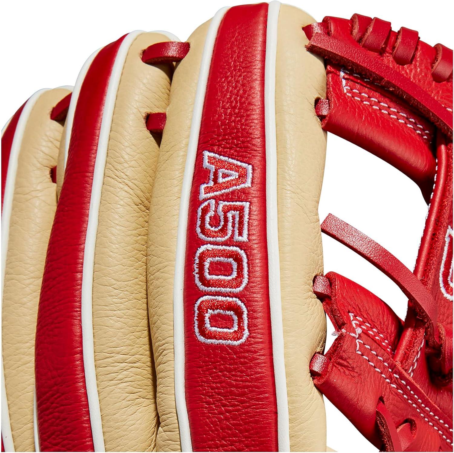 imageWilson 2023 A500 Youth Baseball GloveBlondeRedWhite