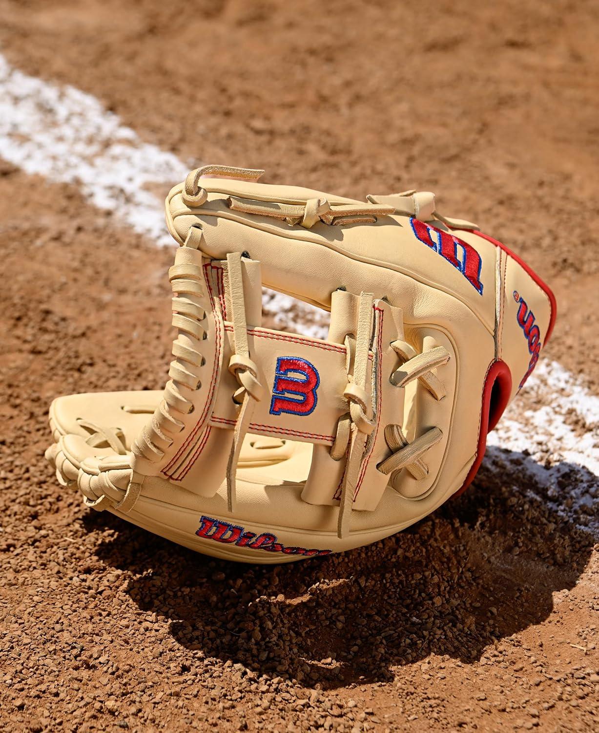 imageWilson 2026 A1000 Baseball GlovesBlondeRedRoyal