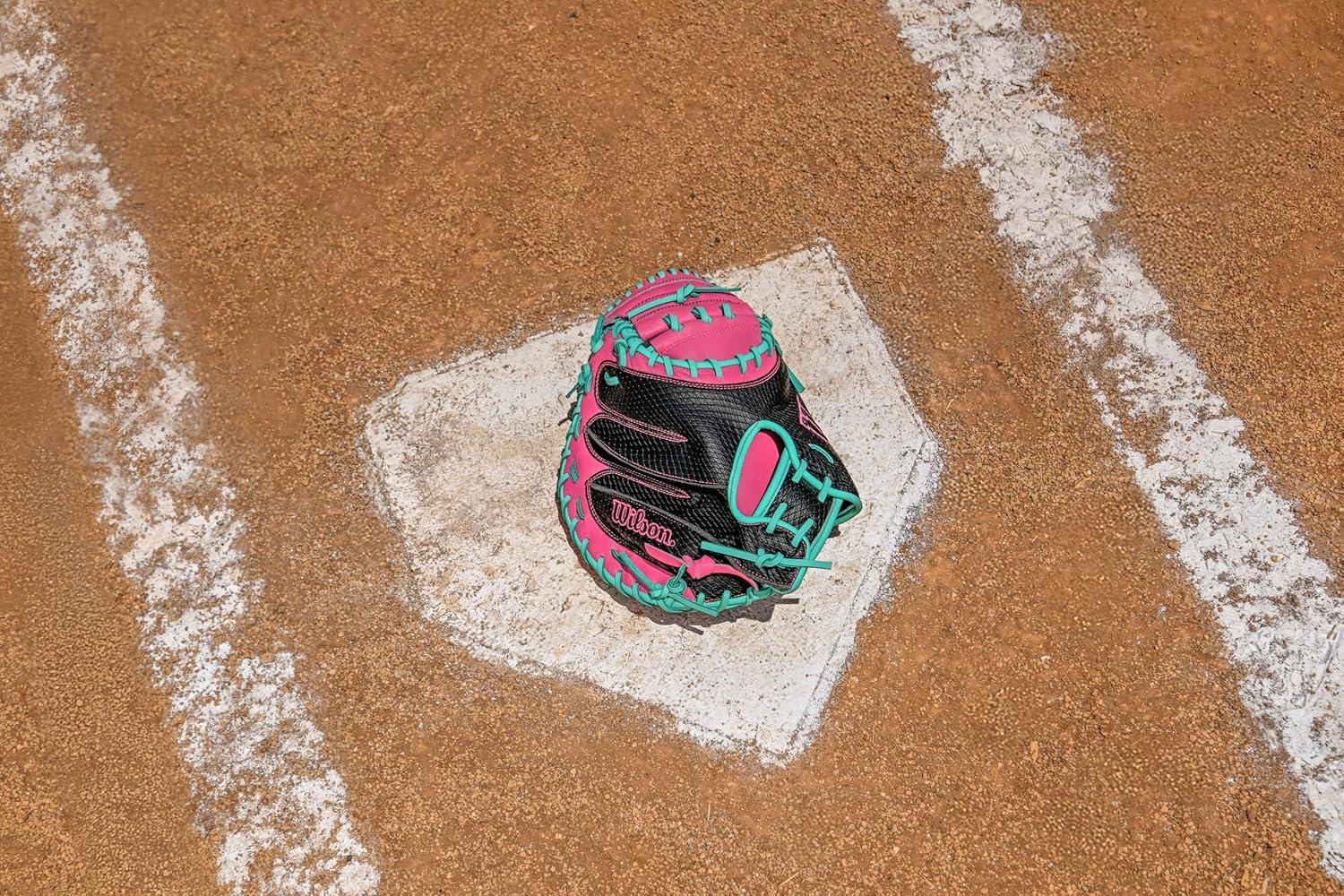 imageWilson 2026 A1000 Baseball GlovesFlamingo PinkSeafoamBlack