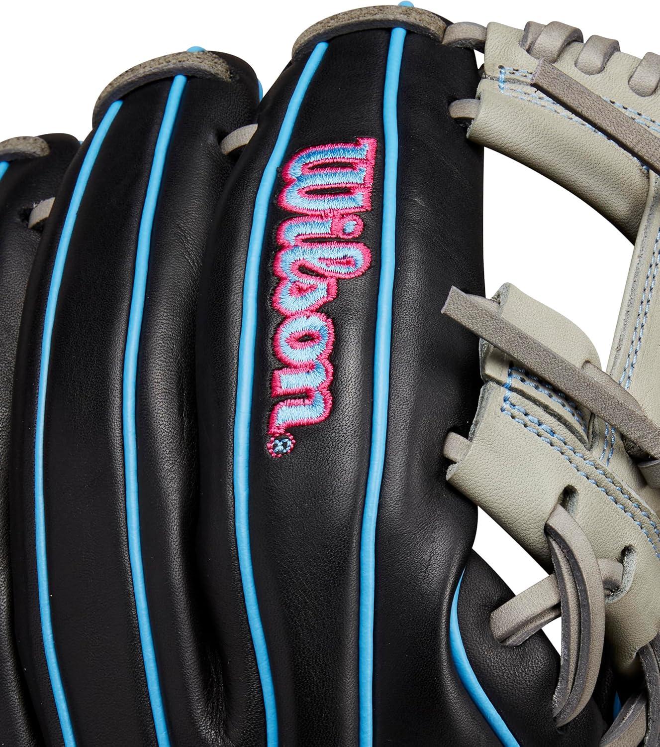 imageWilson Fall 2024 A1000 Infield Baseball GlovesBlackGreyCool BluePink